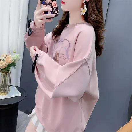 设计感卡通小熊圆领卫衣女春季2024年新款洋气减龄甜美蝴蝶结上衣商品大图