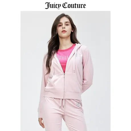 Juicy Couture橘滋外套女春季新款美式丝绒闪粉烫钻天鹅绒夹克商品大图