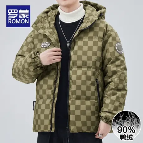 罗蒙羽绒服男冬季2023新款潮流百搭面包服上衣男士白鸭绒连帽外套商品大图