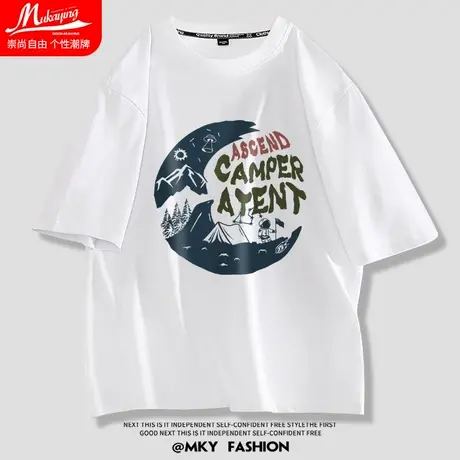 太空梦想短袖t恤男潮牌国潮原创小众ins情侣夏天上衣2023新款半袖商品大图