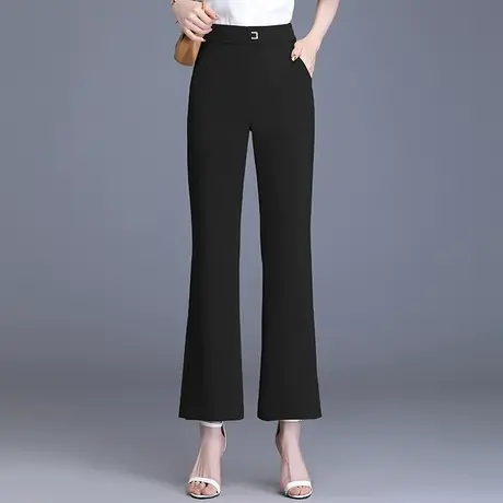 开叉微喇裤女夏季2023新款小个子高腰通勤直筒喇叭裤休闲西装裤子图片
