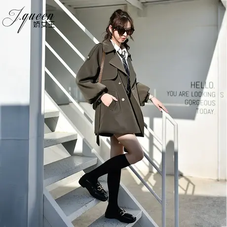 风衣女2023秋季新款百搭休闲宽松系带显瘦设计感灯笼袖小个子外套图片