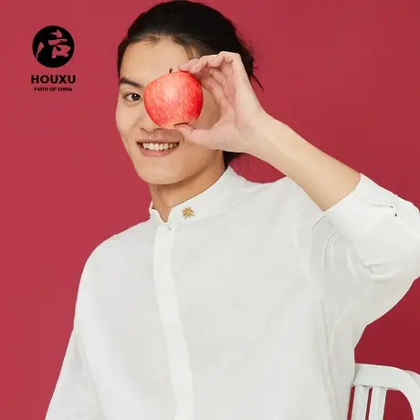 后序中国风衬衫男七分袖夏宽松中式立领刺绣棉麻白衬衣亚麻衬衫男商品大图