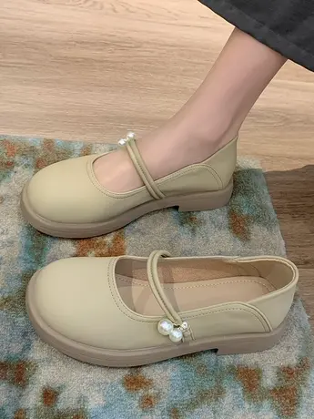 小皮鞋女温柔配裙子玛丽珍女鞋2023夏新款法式平底两穿一脚蹬单鞋商品大图