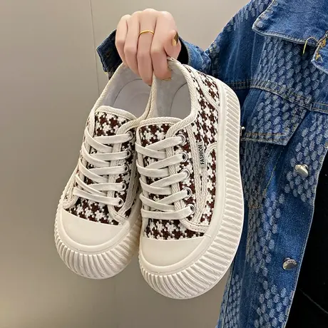 黑色帆布鞋女休闲鞋子透气女鞋百搭单鞋饼干鞋ins小白鞋女款板鞋商品大图