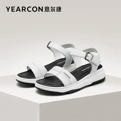 意尔康女鞋夏季女士厚底凉鞋外穿休闲运动海边沙滩鞋平底魔术贴图片