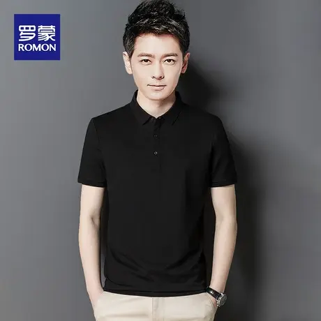 罗蒙桑蚕丝POLO衫男士中年商务休闲t恤夏季薄款冰丝纯色男装上衣商品大图