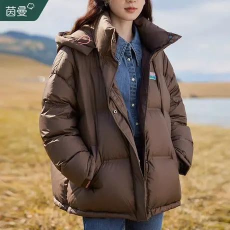 茵曼羽绒服女2023冬季新款连帽户外短款加厚保暖面包服外套小个子商品大图