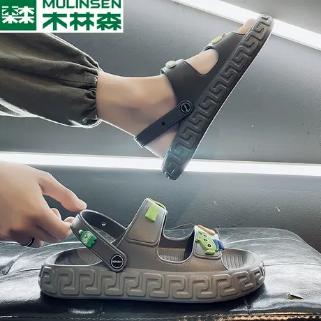 木林森凉鞋男款爆款外穿开车两用防滑青少年运动踩屎感软底沙滩鞋图片