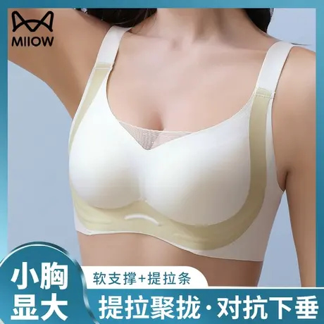 猫人文胸小胸聚拢显大收副乳防下垂美背薄款舒适型女士文胸图片