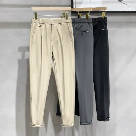 休闲长裤男直筒修身潮牌高端商务休闲裤男士裤子夏季薄款2023新款图片