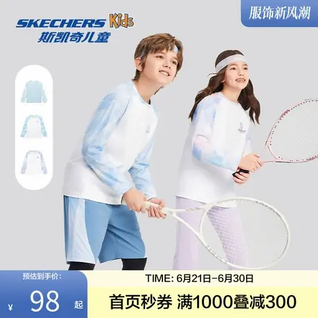 Skechers斯凯奇童装男女童休闲圆领长袖T恤春秋儿童户外运动上衣图片