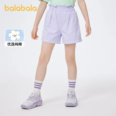 巴拉巴拉短裤女中大童夏季新款时尚甜美百搭花苞裤纯棉牛仔裤潮图片