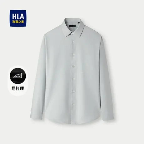 HLA/海澜之家弹力提花长袖衬衫25秋季新随行易打理尖领通勤衬衣男商品大图