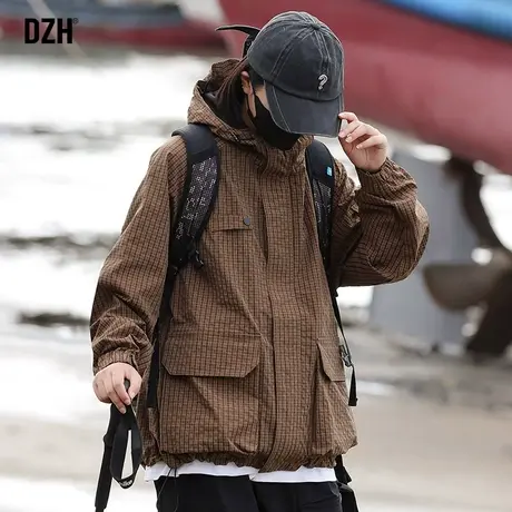 男士户外三防冲锋衣外套男春秋潮高级感2023新款潮牌连帽夹克秋装商品大图