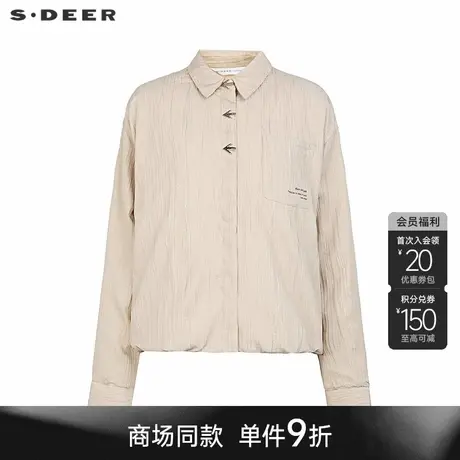 sdeer圣迪奥冬季女装时尚翻领字母撞色宽松短款羽绒服S24483115商品大图