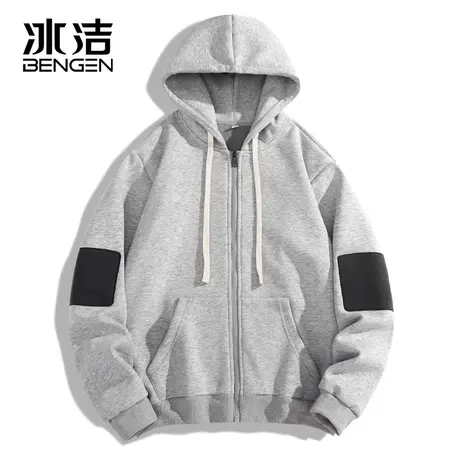 冰洁开衫连帽卫衣男2023秋冬季新款宽松百搭休闲简约运动上衣KP商品大图