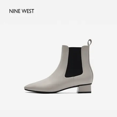 Nine West/玖熙飞织拼接切尔西靴2023年冬季新品方头弹力时装靴女图片
