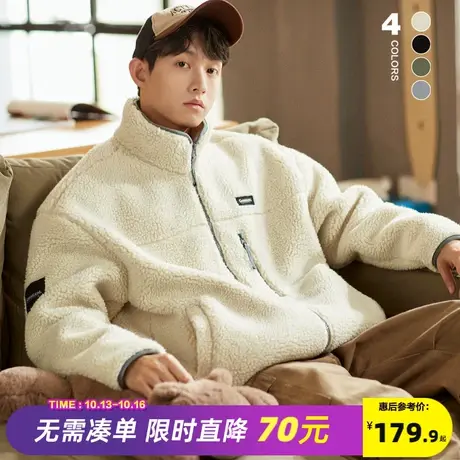 唐狮2023冬季新款仿羊羔绒外套男休闲冬天保暖仿羊羔毛厚外套夹克图片
