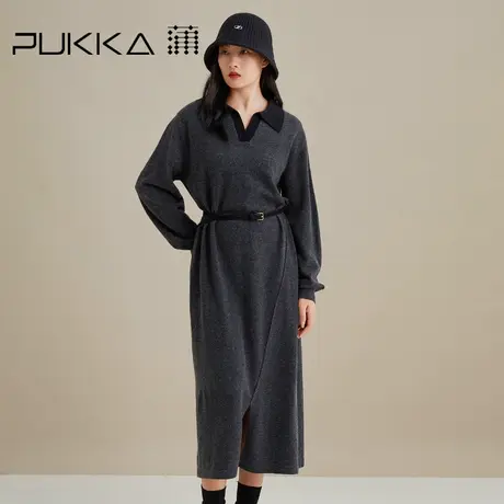蒲PUKKA 连衣裙秋季新款休闲宽松羊毛针织连衣长裙商场同款图片