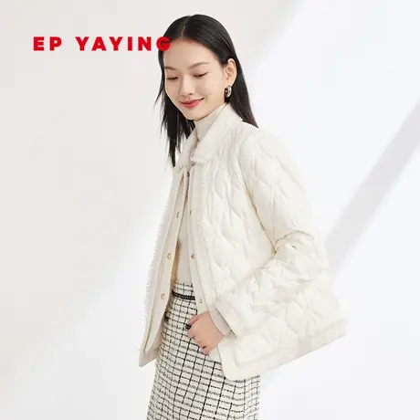 【小香风羽绒】EP雅莹女装 粗花呢拼接羽绒服 秋冬商场同款Y116A图片