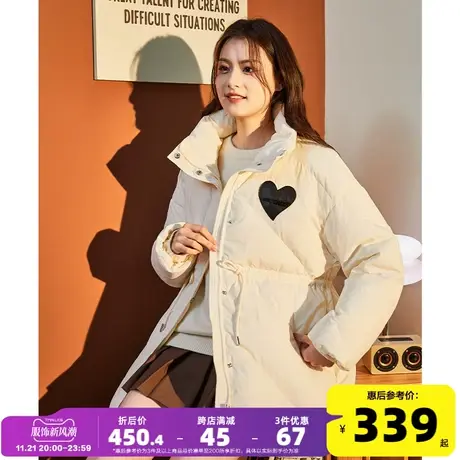 唐狮2024新款女装斜向绗线中长款羽绒服抽绳外套加厚鸭绒G图片
