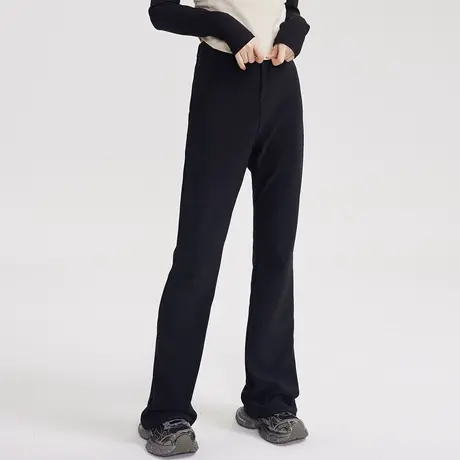 尔给微喇马蹄裤美式黑色休闲裤子高腰显瘦女2023新款秋季修身长裤商品大图