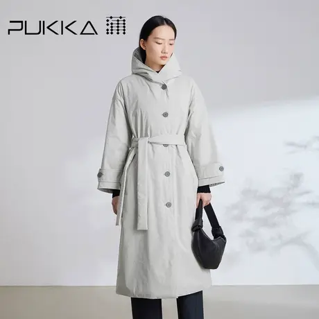 蒲PUKKA 加厚保暖棉衣女年冬装宽松连帽中长款棉服外套图片