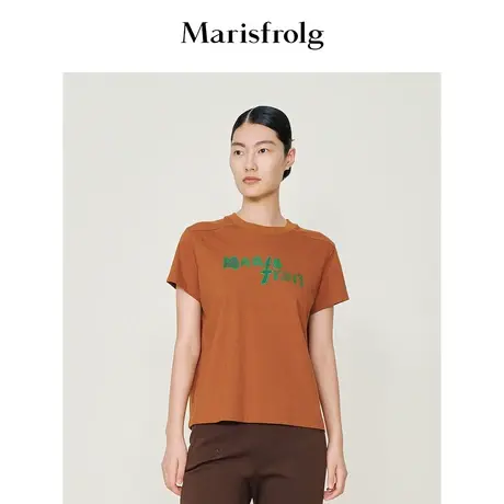 #多巴胺穿搭# 玛丝菲尔秋季新款纯棉短袖毛针织衫针织T恤女商品大图