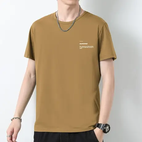 莫代尔短袖t恤男夏季冰丝速干凉感圆领上衣服潮流印花半袖体恤衫商品大图