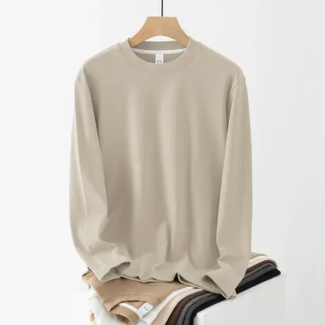 德绒打底衫圆领长袖t恤男秋冬季双面绒内搭纯色小衫体恤保暖秋衣商品大图