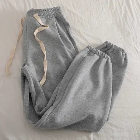 高腰抽绳运动束脚卫裤女加绒加厚秋冬装宽松百搭休闲阔腿裤原宿风商品大图