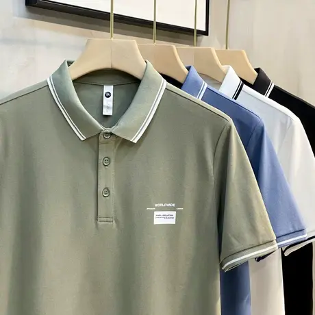 印花休闲polo衫男短袖夏季男装上衣冰丝薄2023新款翻领t恤男潮牌图片