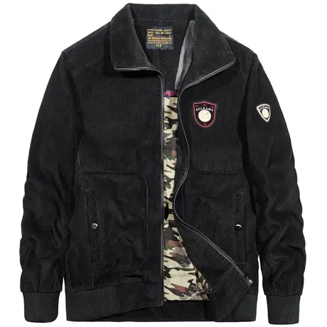 VIP复古灯芯绒工装外套男翻领大码宽松休闲夹克韩版保暖棉服潮流商品大图