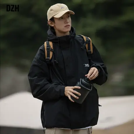 男生黑色防风冲锋衣男外套春秋款户外男装2023新款防水夹克登山服商品大图
