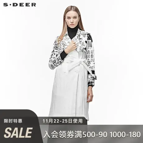 sdeer圣迪奥女春秋双排扣字母收腰风衣S19481868🏴商品大图