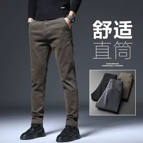 秋冬季咖色弹力商务休闲长裤男士2023新款西装西裤男裤子男款冬天商品大图