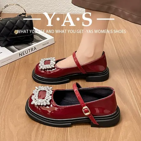 时尚玛丽珍女鞋小皮鞋2024年春季新款厚底日系jk舒适软底水钻单鞋商品大图