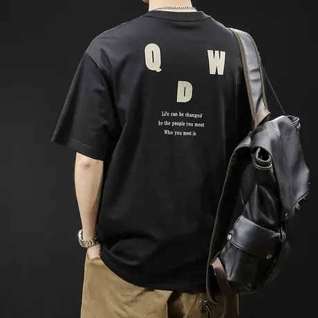 美式复古短袖t恤男士宽松大码潮牌夏季2024新款衣服男装体恤男款商品大图