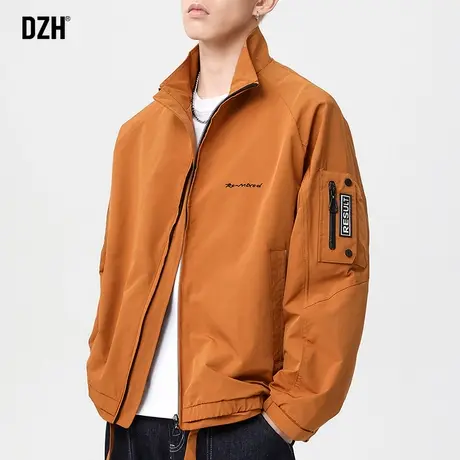 男士美式立领外套男春季潮牌2024新款衣服男款宽松飞行员夹克春装商品大图