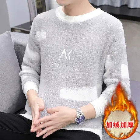 男士毛衣2023年秋冬季羊绒衫潮流中学生上衣服潮牌马海毛衫针织衫图片