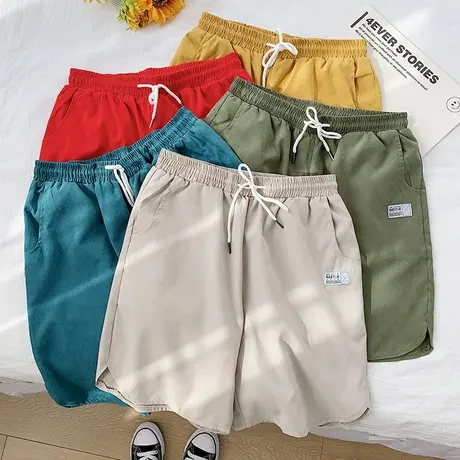 夏季沙滩裤男速干休闲短裤子潮流港风直筒运动五分冰丝宽松大裤衩商品大图