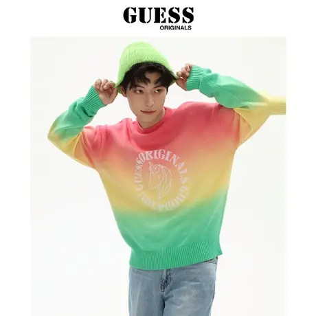 GUESSORIGINALS X IRENEISGOOD 23新款情侣款彩虹渐变圆领毛衣图片