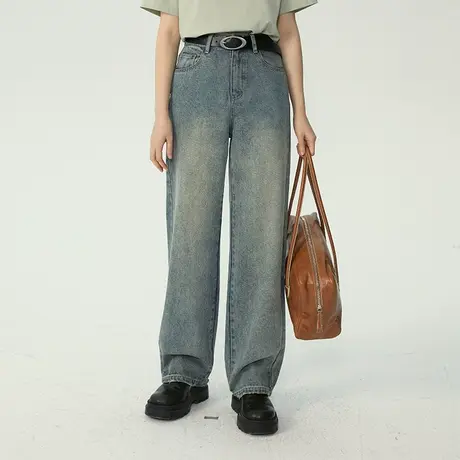 omont蛋挞家 高腰直筒牛仔裤女春季2023年新款复古显高显瘦长裤子图片
