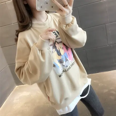 假两件套头拼接卫衣女2023春装新款韩版百搭宽松长袖圆领上衣潮图片