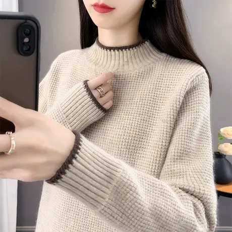 2023年秋冬新款半高领毛衣女套头加厚洋气针织衫女长袖打底毛衣女商品大图