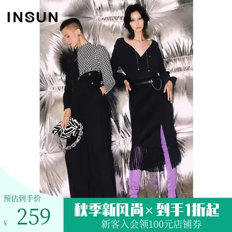 [欧普艺术]恩裳COVER春秋季时尚几何数码印花上衣灯笼袖针织衫商品大图