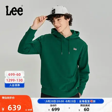 Lee商场同款23秋冬新品舒适版小logo多色男连帽卫衣LMT006772201图片
