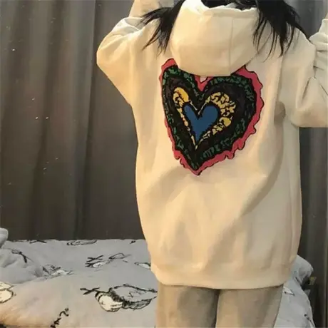 vintage卫衣女2021新款宽松韩版ins连帽上衣春秋薄款oversize外套图片