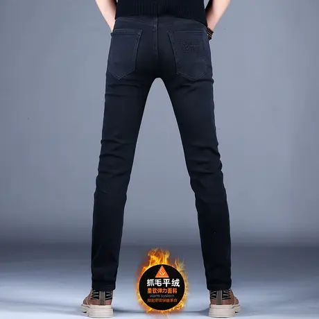 2023男士新款牛仔裤男款印花修身薄绒欧洲小脚裤百搭裤子高端潮牌商品大图
